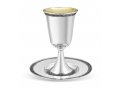 Sterling Silver Shabbat Kiddush Cup and Plate Set - Loop Ribbon Design
