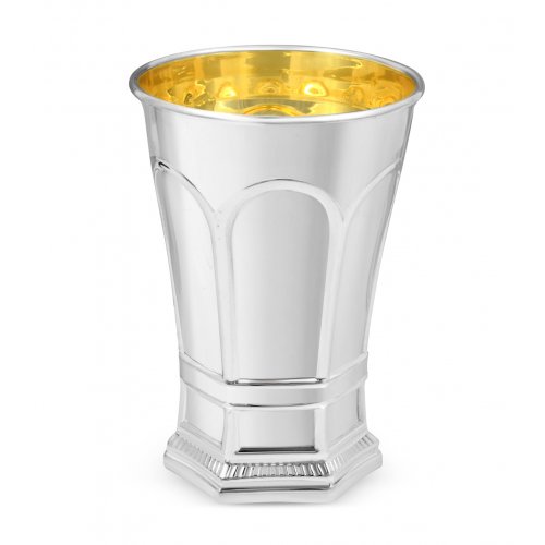 Sterling Silver Shabbat Kiddush Cup with Large Plate - Arch Design