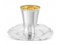 Sterling Silver Shabbat Kiddush Cup with Matching Plate - Bead Design