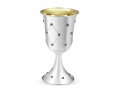 Sterling Silver Shabbat Kiddush Cup with Plate - Flower Diamond Design