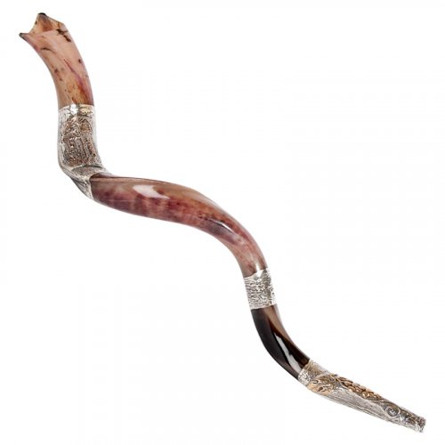 Sterling Silver Two Tone Jerusalem Design Yemenite Shofar