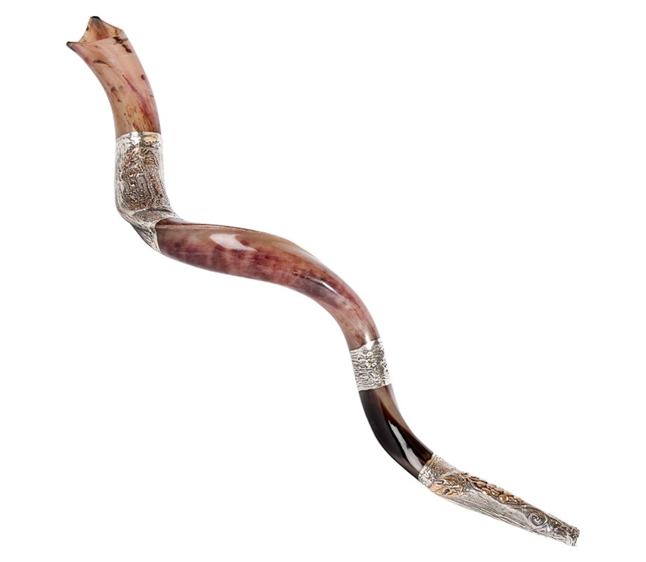 Sterling Silver Two Tone Jerusalem Design Yemenite Shofar
