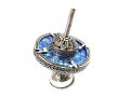 Sterling Silver and Roman Glass Handmade Hanukkah Dreidel with Base - Yoels Jewelry