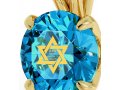 Swarovski Blue Star of david Shema Necklace in Gold Plate - Nano Gold