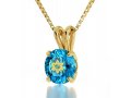 Swarovski Blue Star of david Shema Necklace in Gold Plate - Nano Gold