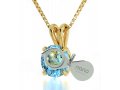 Swarovski Blue Star of david Shema Necklace in Gold Plate - Nano Gold