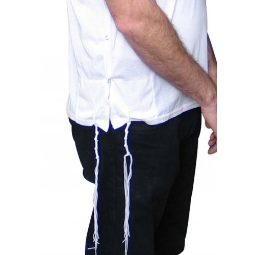 T-Shirt with Tzitzit Attached Adult Size - White