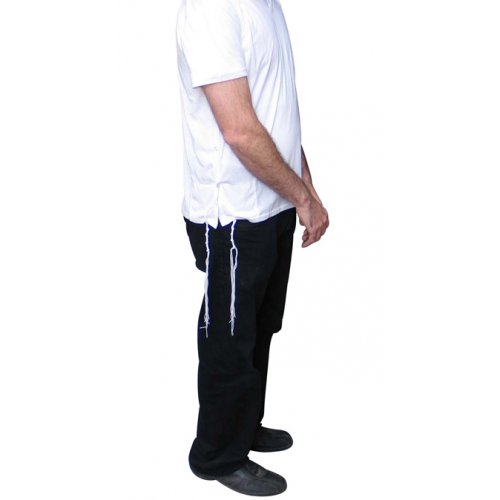 T-Shirt with Tzitzit Attached Adult Size - White