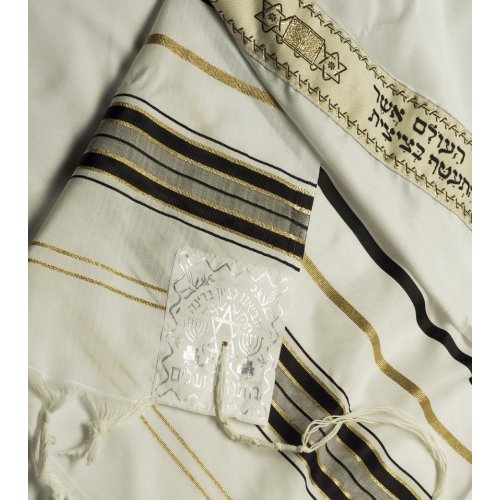 Talitania Acrylic Tallit - Black and Gold Stripes