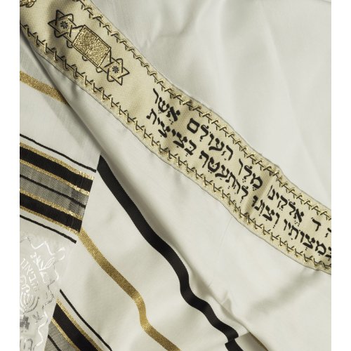 Talitania Acrylic Tallit - Black and Gold Stripes