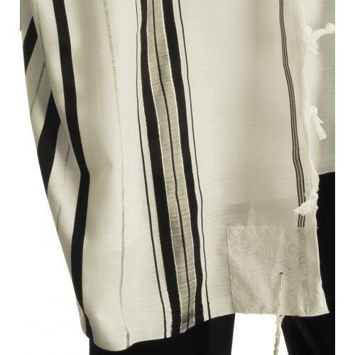 Talitania Acrylic Tallit - Black and Silver Stripes