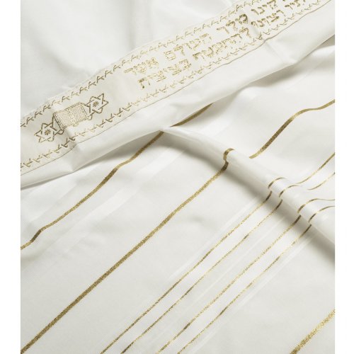 Talitania Acrylic Tallit - White and Gold Stripes