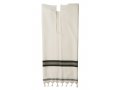 Talitania Kosher Wool Tallit Katan With Center Fringes with Black Stripes