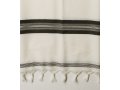 Talitania Kosher Wool Tallit Katan With Center Fringes with Black Stripes