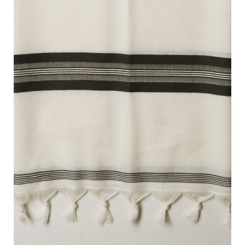 Talitania Kosher Wool Tallit Katan With Center Fringes with Black Stripes