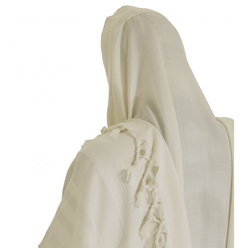 Talitania Non Slip Malchut Wool Tallit - White Stripes