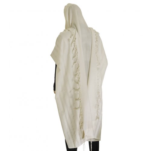 Talitania Non Slip Malchut Wool Tallit - White Stripes