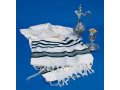 Talitania Wool Tallit - Black and Silver Stripes