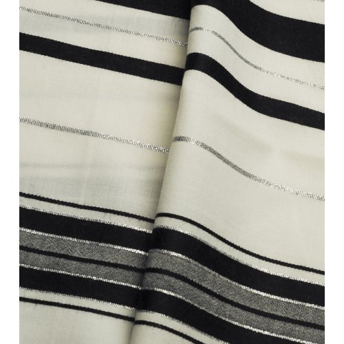 Talitania Wool Tallit - Black and Silver Stripes