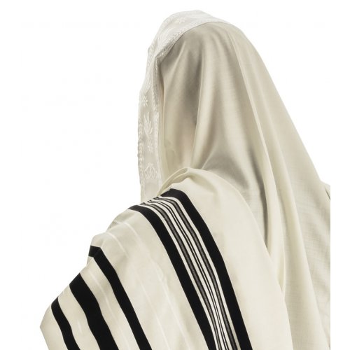 Talitania Wool Tallit - Black and White Stripes