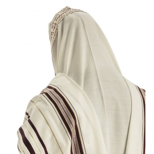 Talitania Wool Tallit - Maroon and Gold Stripes