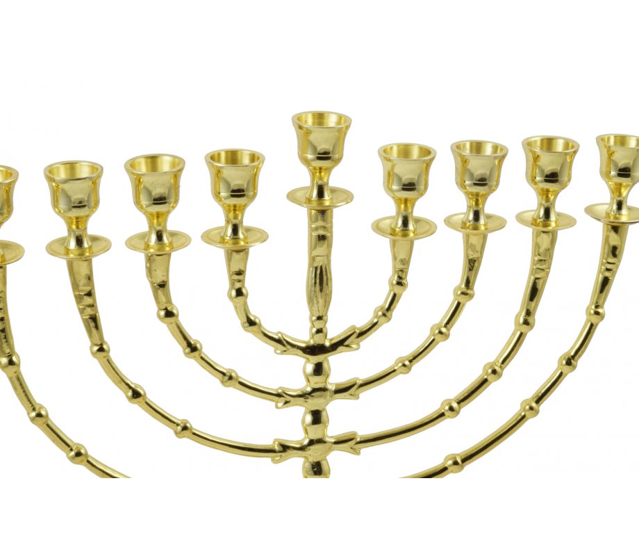 Tall Classic Chanukah Menorah, Gold Color - 16 Inches