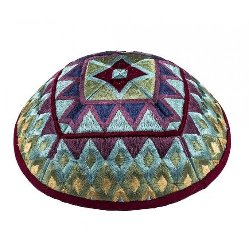 Tallit & Kippah & Bag Set with Embroidered Squares & Shapes, Colorful - Yair Emanuel