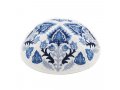 Tallit Kippah and Bag Set, Blue Geometric Floral Design - Yair Emanuel