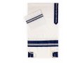 Tallit Set with Blue-Silver Stripes -Ronit Gur