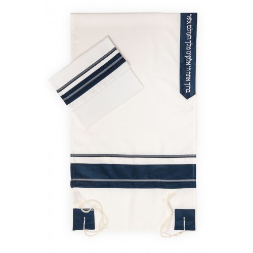 Tallit Set with Classic Blue Stripes -Ronit Gur