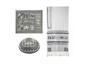 Tallit and Kippah and Bag with Embroidered Squares and Shapes, Blue - Yair Emanuel