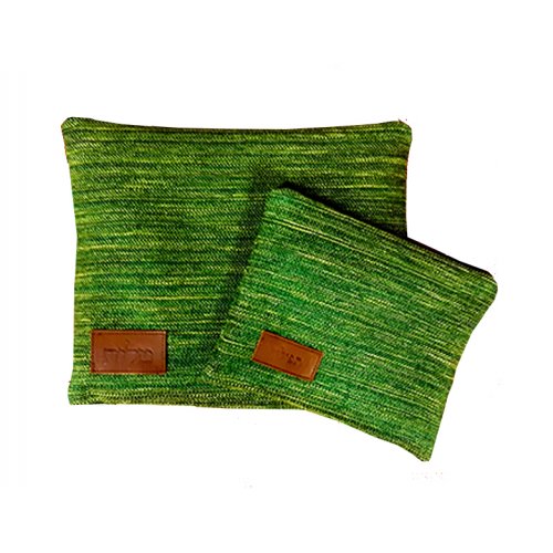 Tallit and Tefillin Bag Set, Green-Turquoise Woven Fabric - Ronit Gur