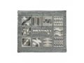 Tallit and Tefillin Bag Set with Embroidered Squares and Shapes, Silver - Yair Emanuel