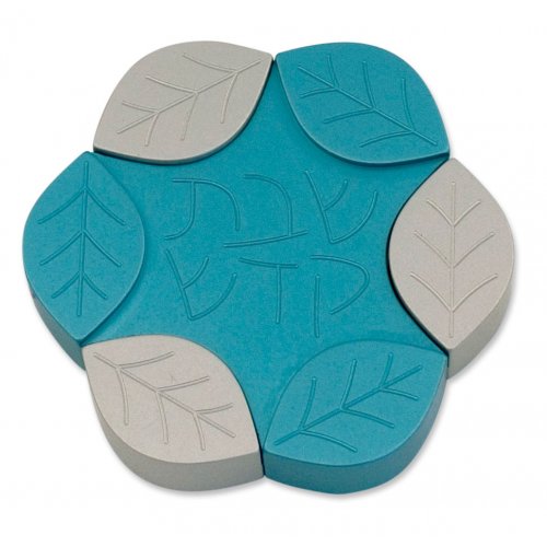 Teal Anodized Aluminum Travel Candle Holders, Leaf Collection - Avner Agayof