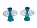 Teal Contemporary Candlesticks, Shabbat Shalom Disc  Avner Agayof