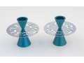 Teal Contemporary Candlesticks, Shabbat Shalom Disc  Avner Agayof