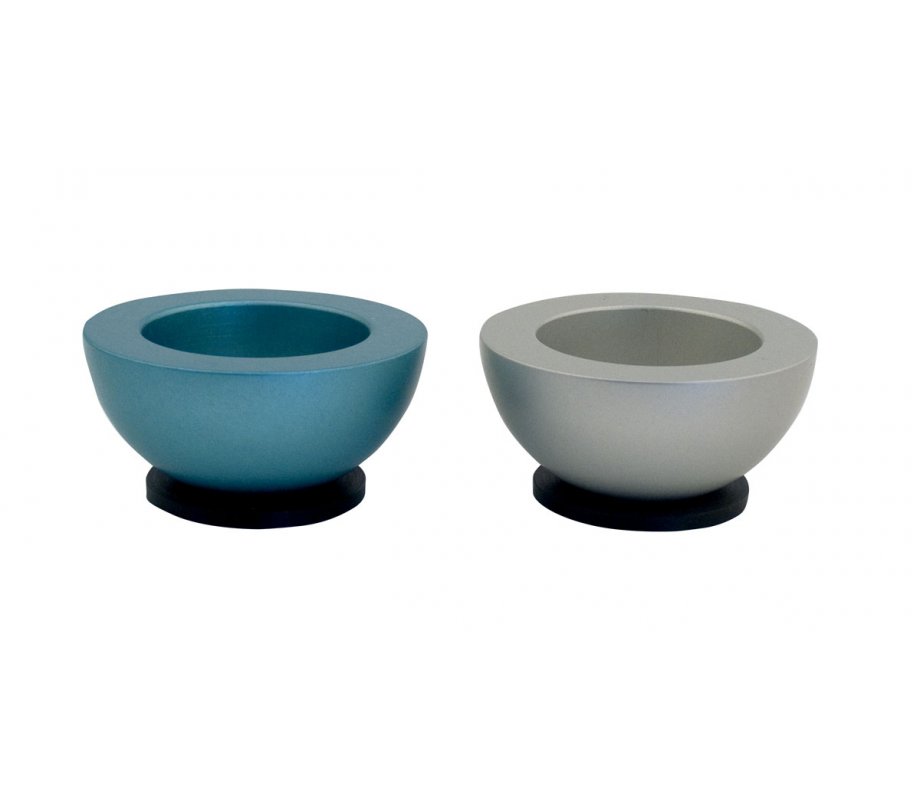 Teal Travelling Aluminum Shabbat Candlesticks Ball Series by Agayof