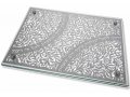 Tempered Glass Challah Board, Pomegranates with Hebrew Prayer Words - Dorit Judaica