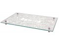Tempered Glass Challah/Candlestick Tray, Pomegranate Design - Dorit Judaica