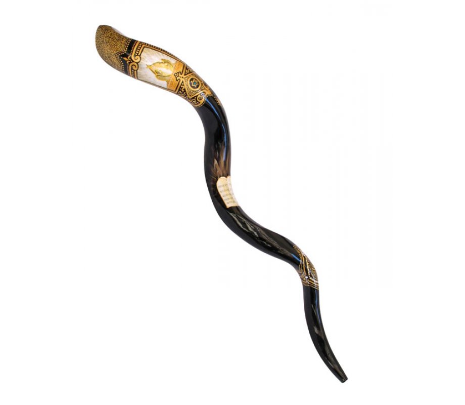 Ten Commandments Hand Painted Yemenite Shofar
