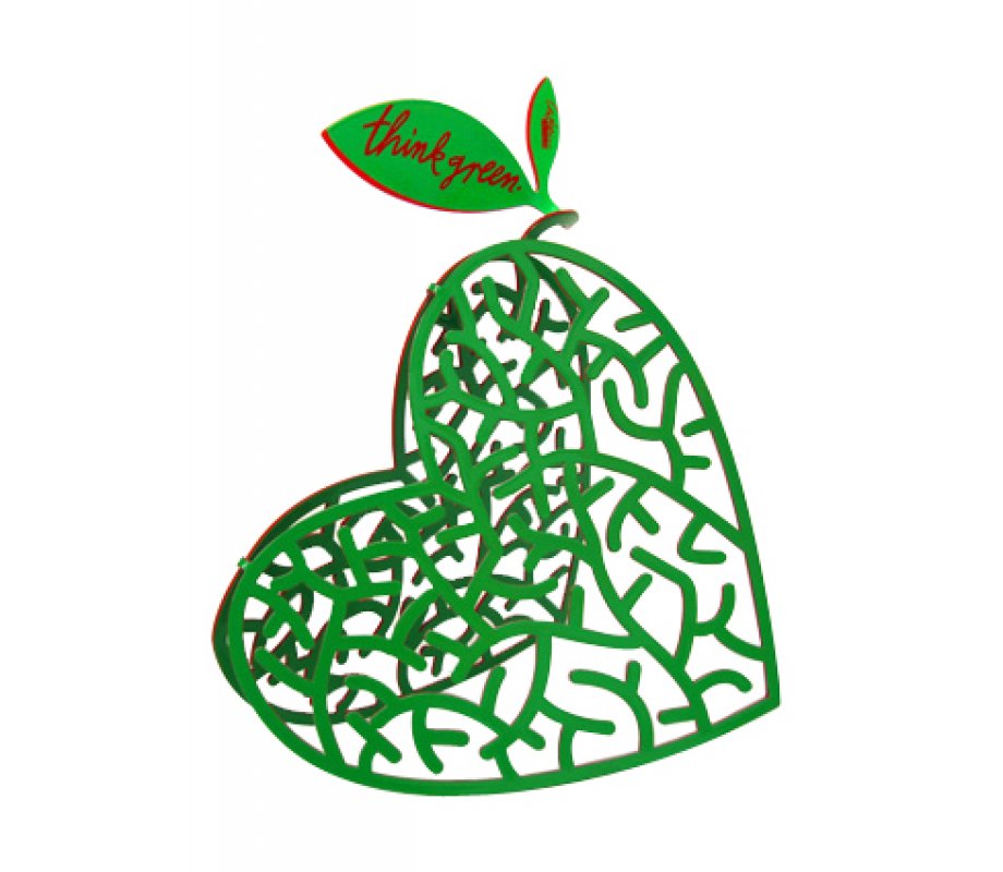 Think Green Free Standing Double Sided Heart Sculpture - David Gerstein