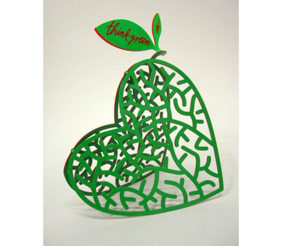 Think Green Free Standing Double Sided Heart Sculpture - David Gerstein