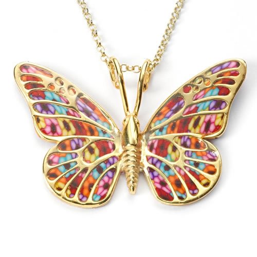 Thousand-Flowers Butterfly Pendant by Adina Plastelina SALE PRICE - 1 LEFT IN STOCK !!