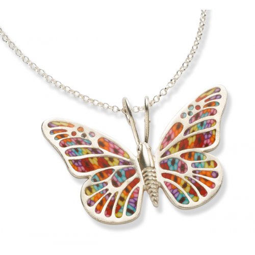 Thousand-Flowers Butterfly Pendant by Adina Plastelina SALE PRICE - 1 LEFT IN STOCK !!