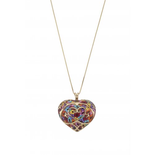 Thousand-Flowers Colorful Heart Pendant by Adina Plastelina