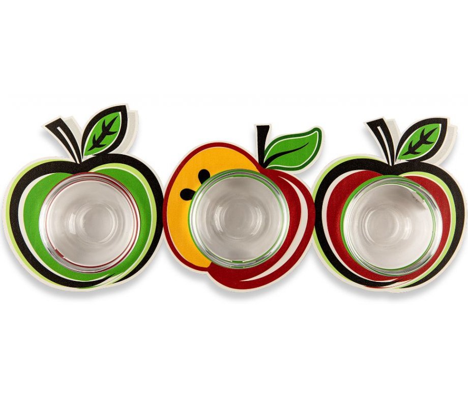 Three Joined Apple-shaped Honey Dishes, Colorful - Dorit Judaica