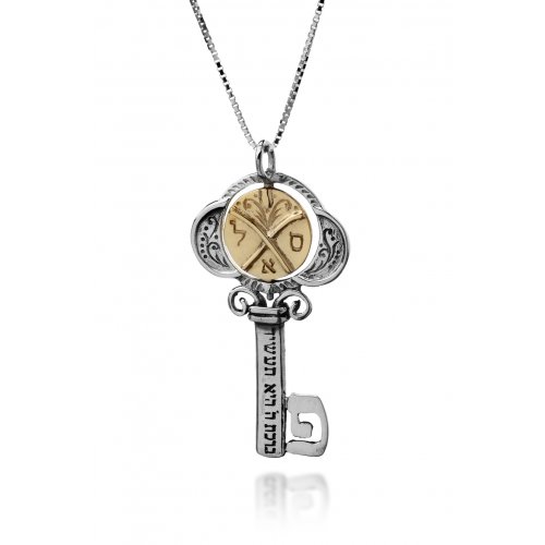 Tikun Klali Key Kabbalah Pendant with an Inside Rotating Coin by HaAri Jewelry