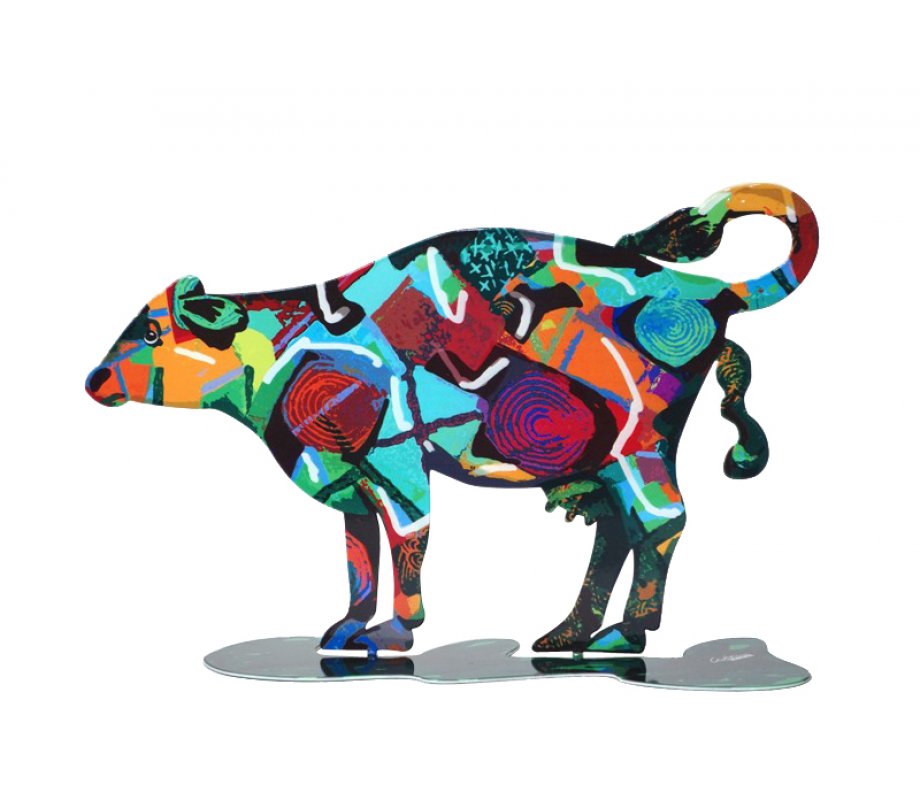 Tikva Cow Free Standing Double Sided Steel Sculpture - David Gerstein