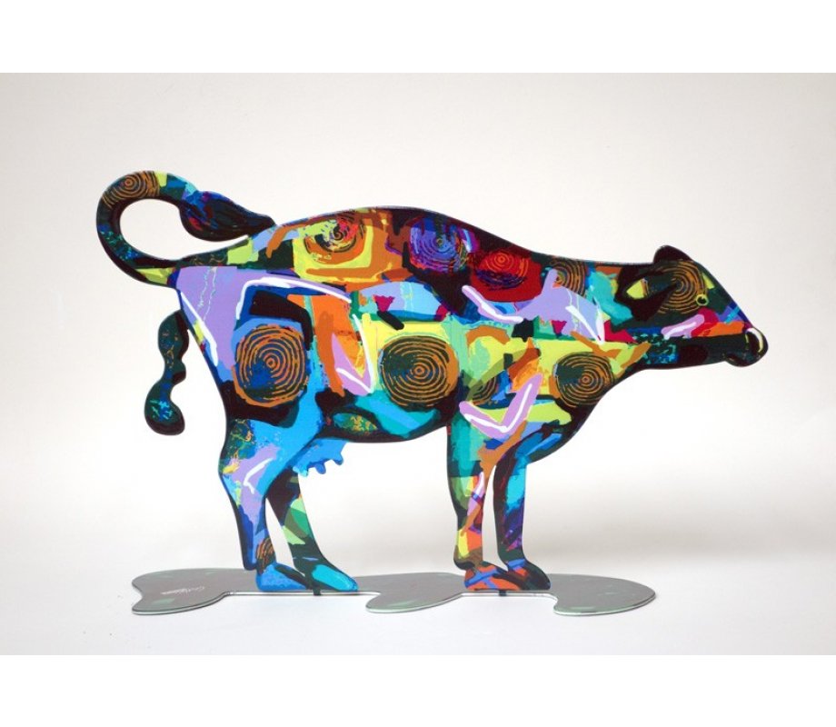 Tikva Cow Free Standing Double Sided Steel Sculpture - David Gerstein