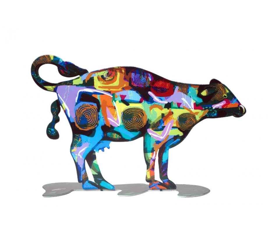 Tikva Cow Free Standing Double Sided Steel Sculpture - David Gerstein